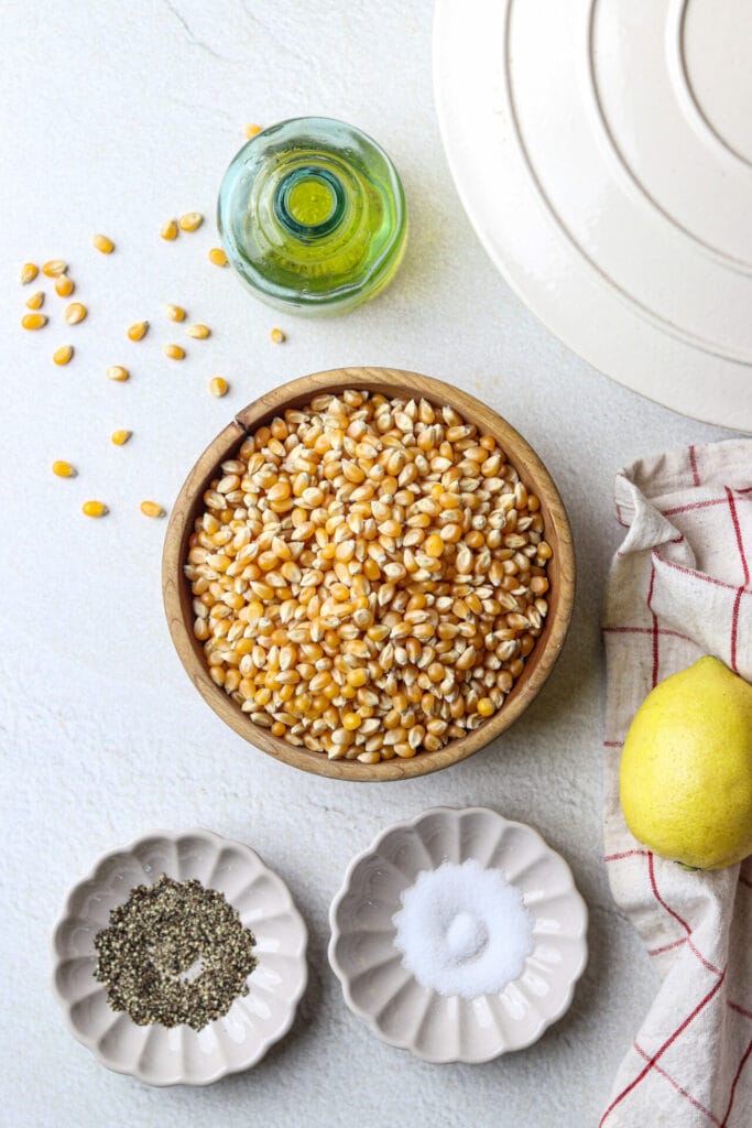 Lemon Popcorn Recipe (with Pepper!) featured ingredients