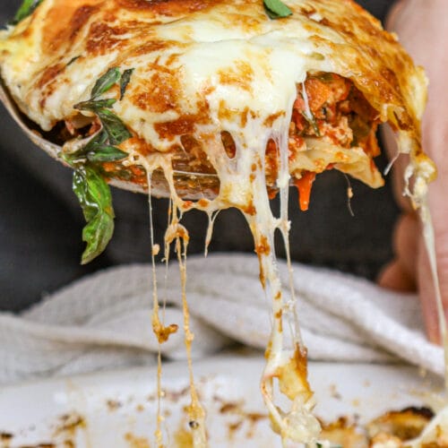 Healthy Lasagna Recipe featured image close up shot