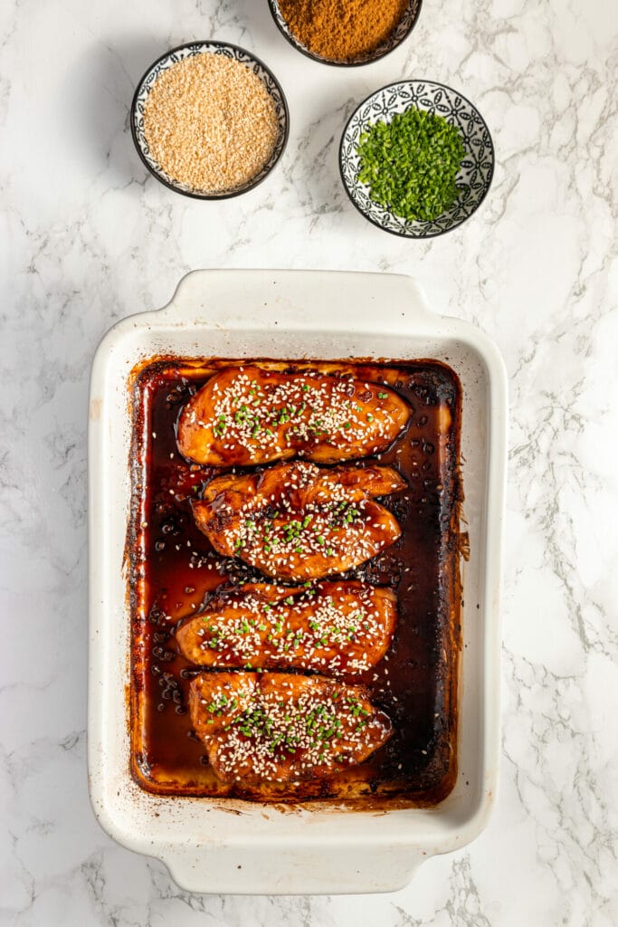 Asian Baked Chicken Breasts top shot view