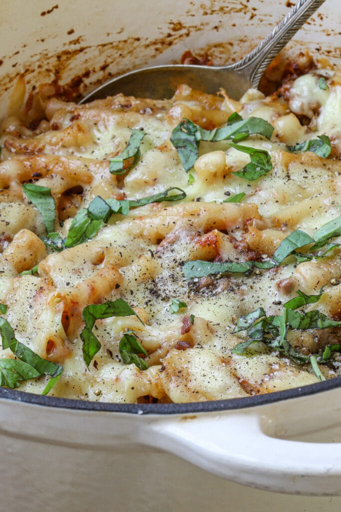 One Pot Baked Ziti featured image zoomed in