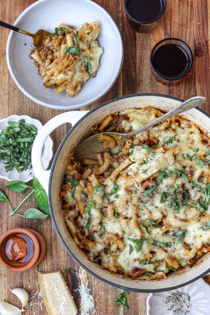 One Pot Baked Ziti featured taken above