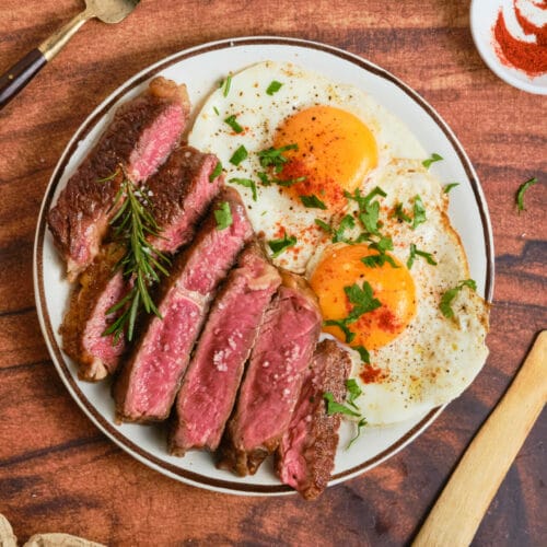 Steak and Eggs Recipe top shot