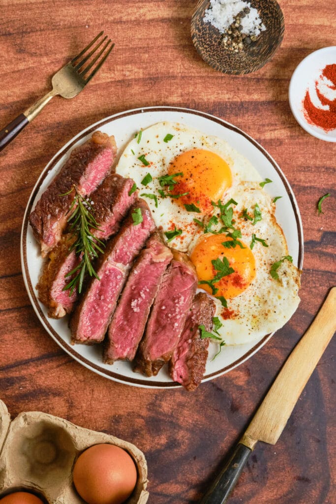 Steak and Eggs Recipe top shot