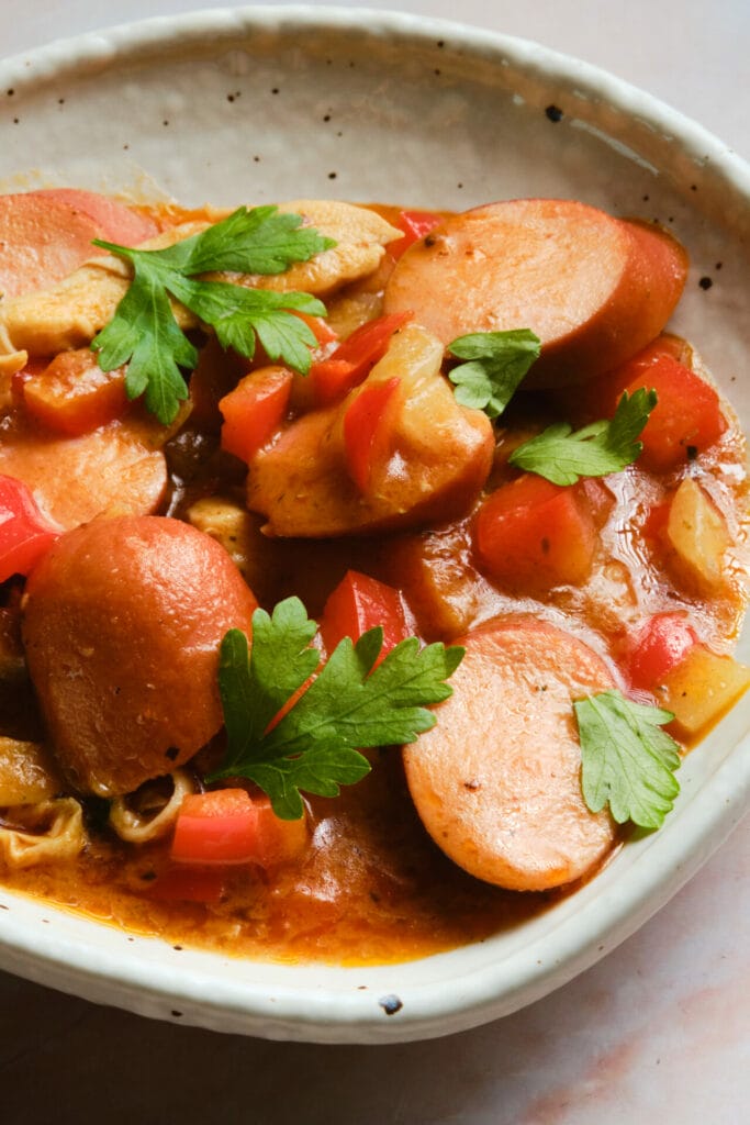 Chicken and Sausage Gumbo Recipe featured image close up