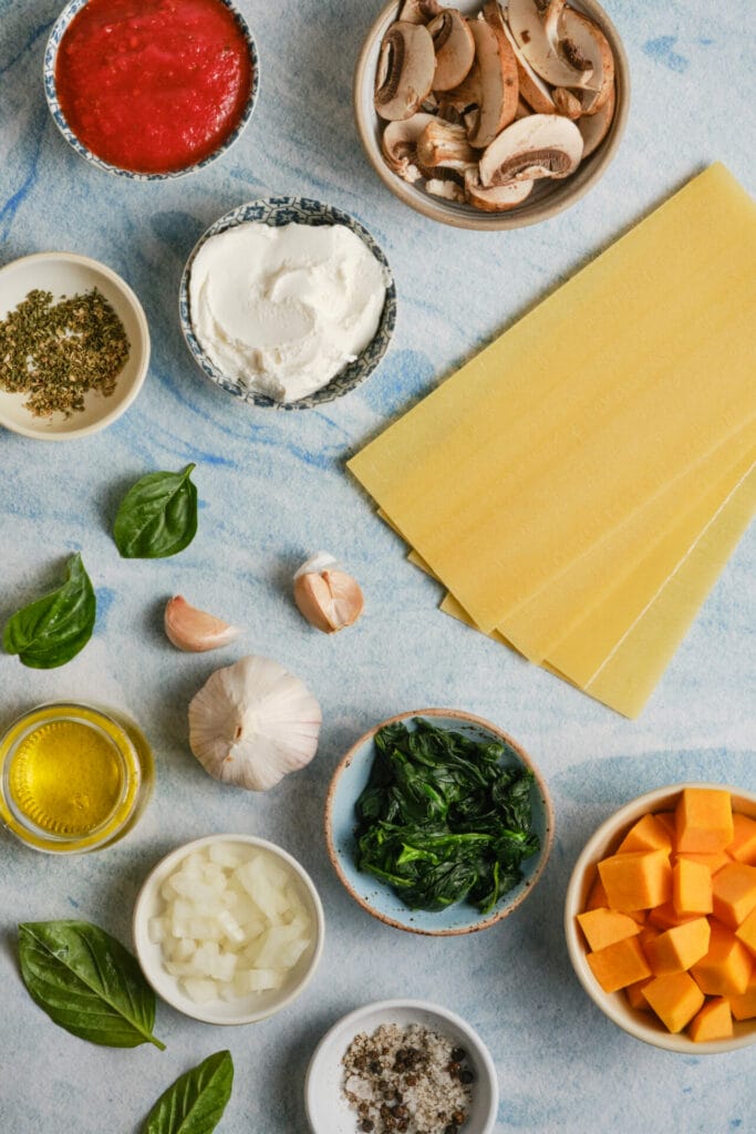 Easy Vegan Lasagna Recipe ingredients top shot