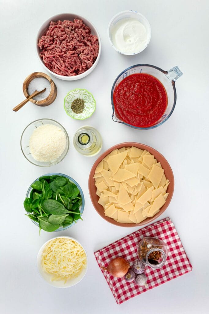 Sheet Pan Lasagna ingredients